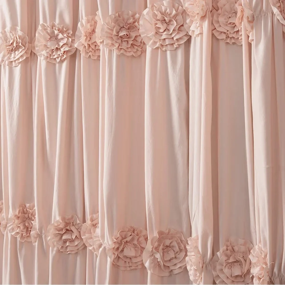 Lush Decor Darla Shower Curtain Single Blush -Flower Fabric Vintage Decor 72x72”